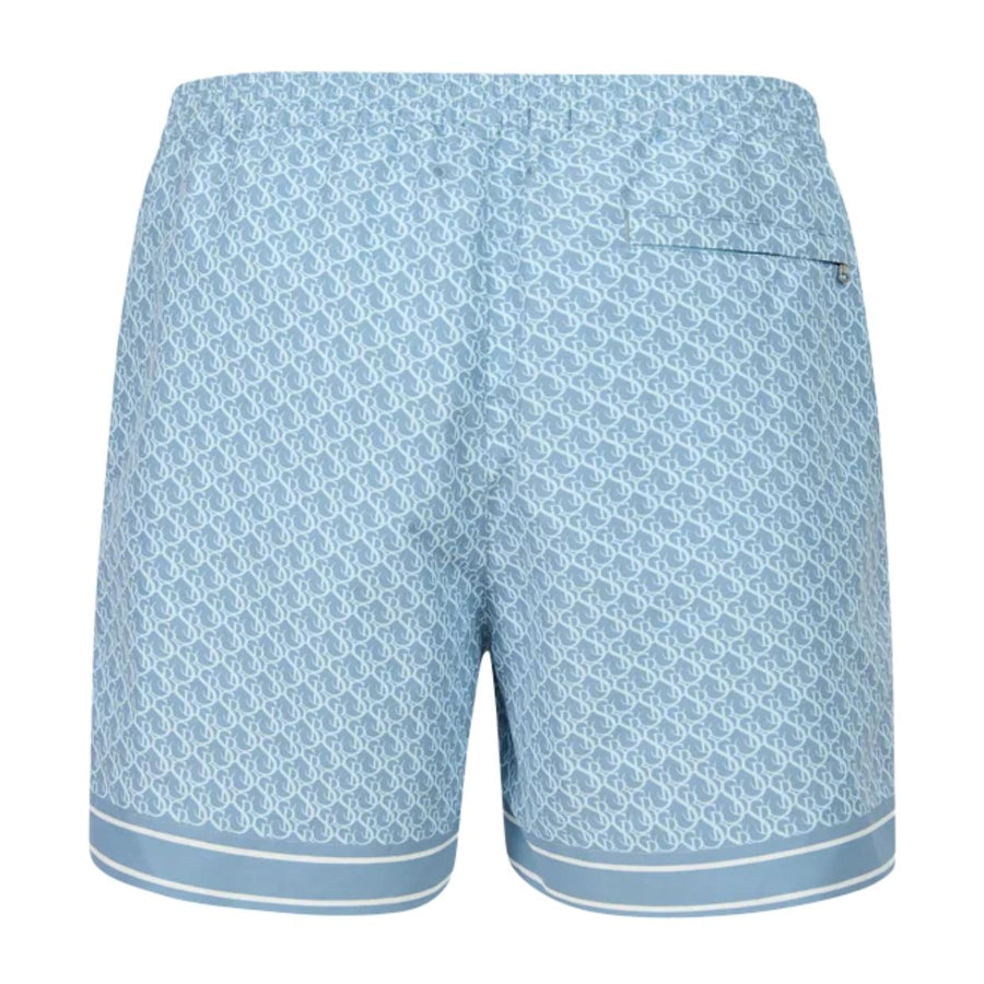 Sandbanks Dusty Blue SB Monogram Swim Shorts