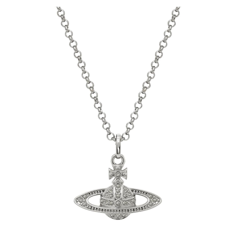Vivienne Westwood Mini Bas Relief Platinum/Crystal Pendent