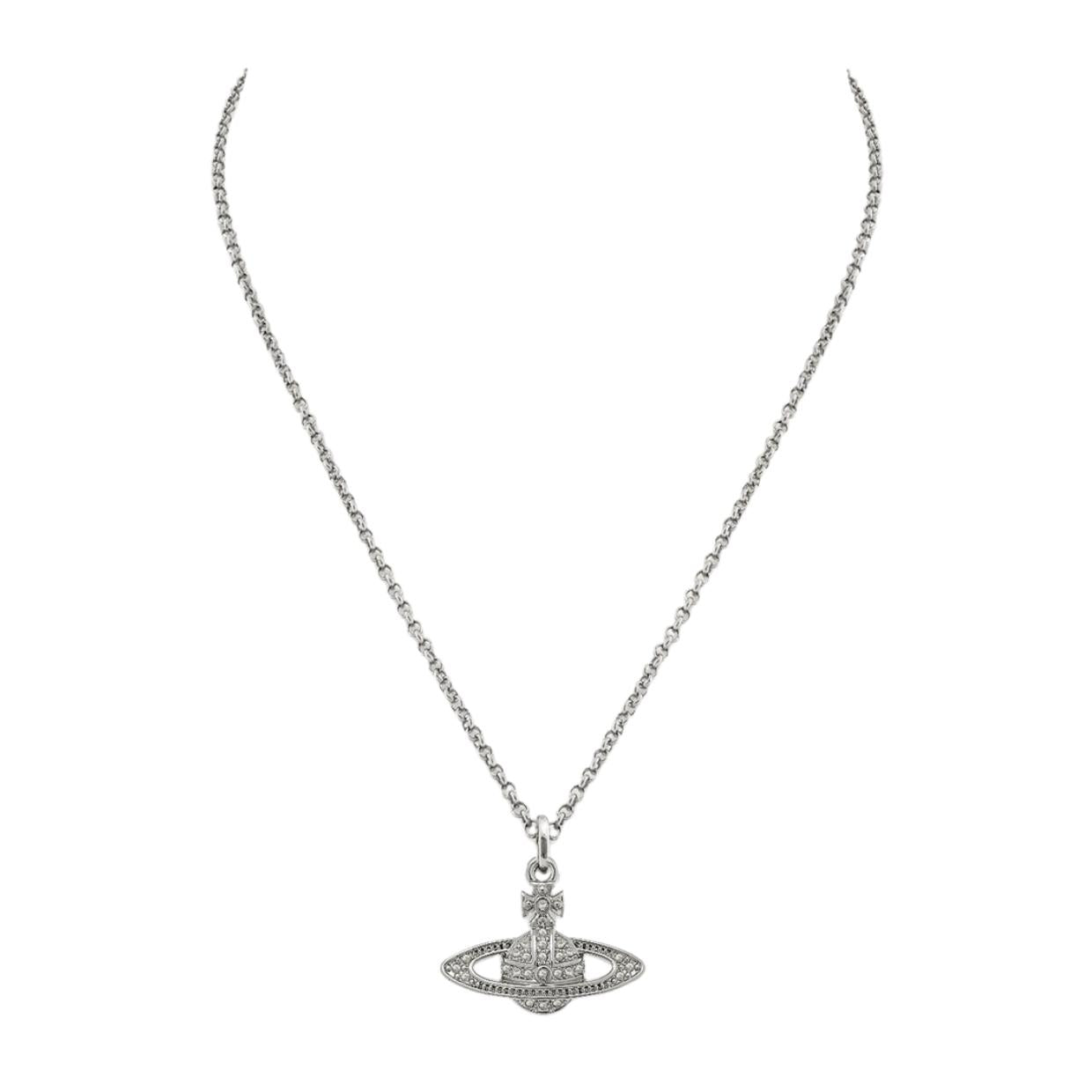 Vivienne Westwood Mini Bas Relief Platinum Crystal Pendant
