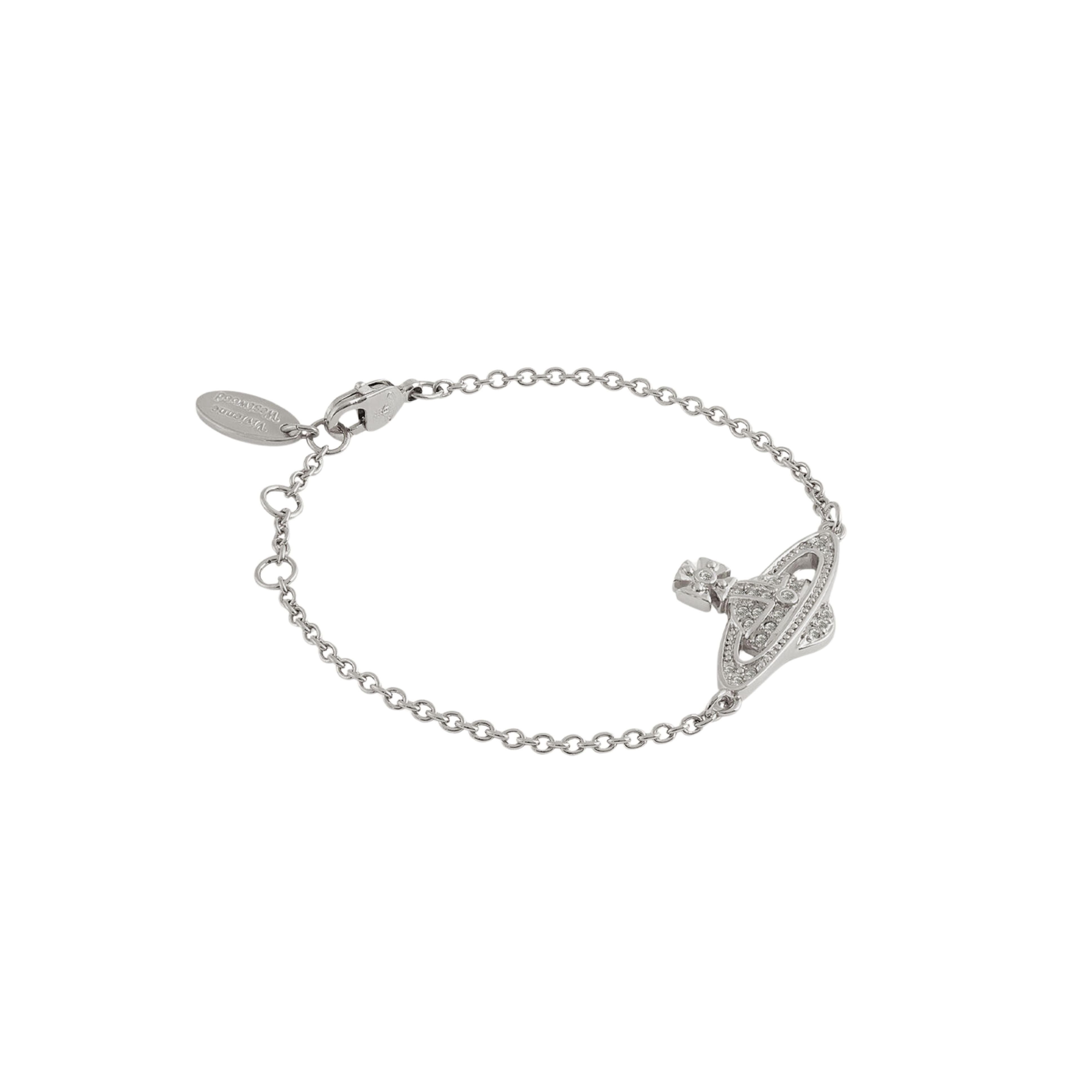 Vivienne Westwood Platinum Crystal Mini Bas Relief Chain Bracelet
