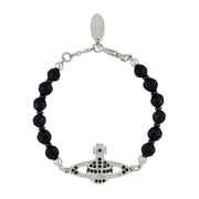 Vivienne Westwood Platinum Ruthenium Black Agate Messaline Bracelet