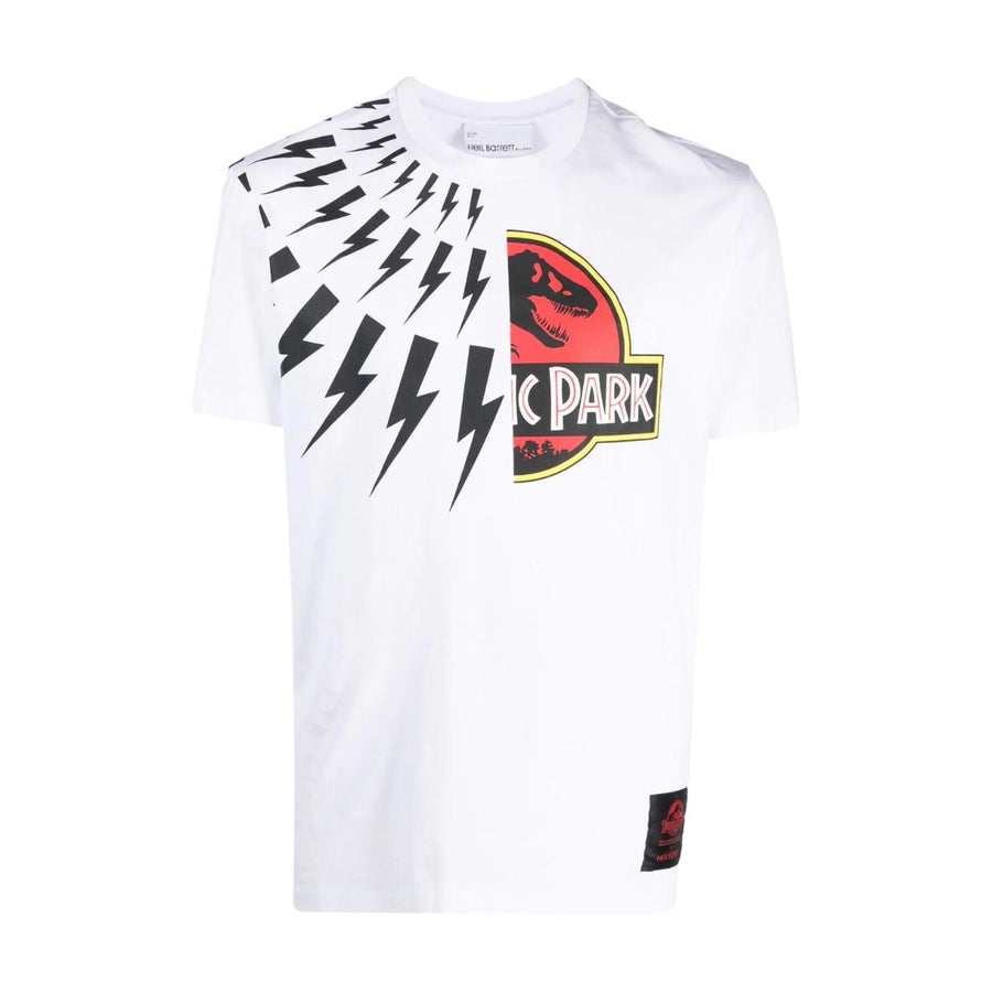 Neil Barrett Jurassic Park Thunderbolt White T-Shirt