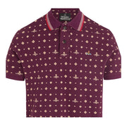 Vivienne Westwood Orb Logo Ikat Burgundy Classic Polo Shirt