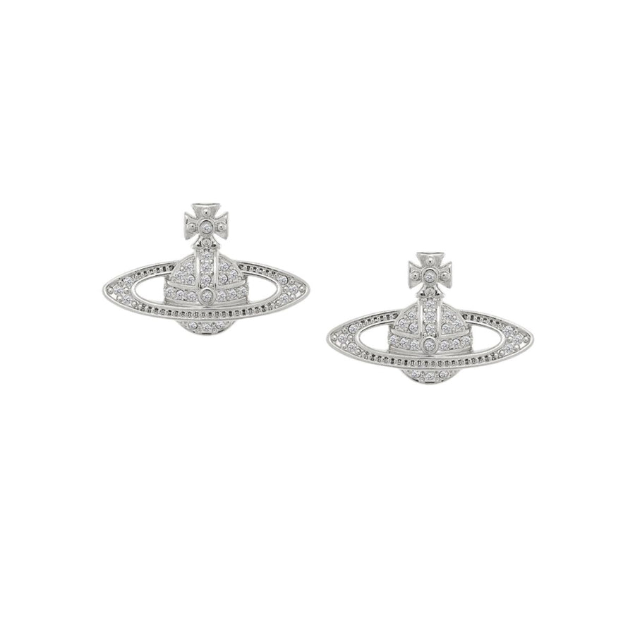 Vivienne Westwood Mini Bas Relief Platinum/Crystal Earrings