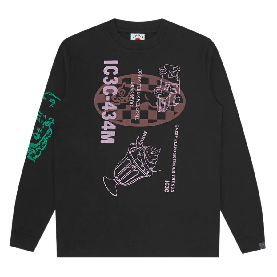 ICECREAM Multi Graphic Long Sleeve Black T-Shirt