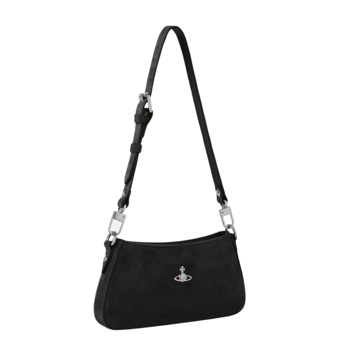 Vivienne Westwood Tasha Suede Black Shoulder Bag