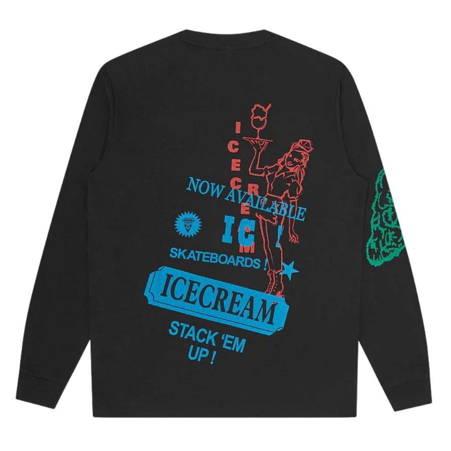 ICECREAM Multi Graphic Long Sleeve Black T-Shirt