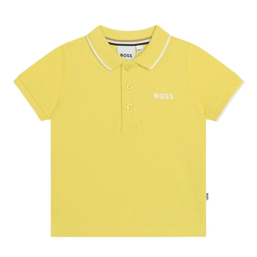 BOSS Baby Print Logo Short Sleeve Yellow Polo Shirt