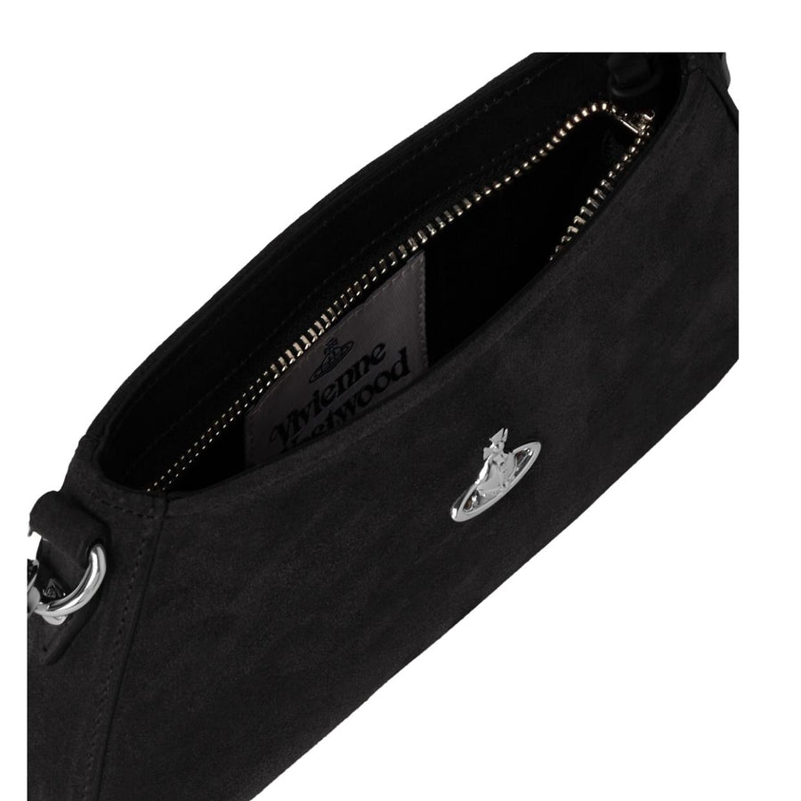 Vivienne Westwood Tasha Suede Black Shoulder Bag