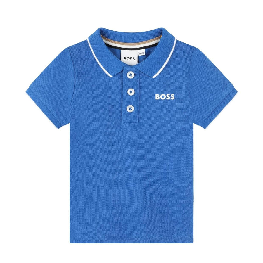 BOSS Baby Print Logo Short Sleeve Royal Blue Polo Shirt