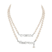 Vivienne Westwood Platinum Cream Pearl Amelia Necklace