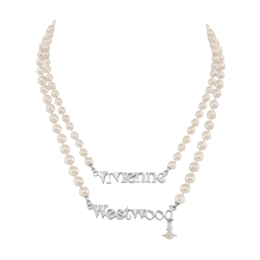 Vivienne Westwood Platinum Cream Pearl Amelia Necklace