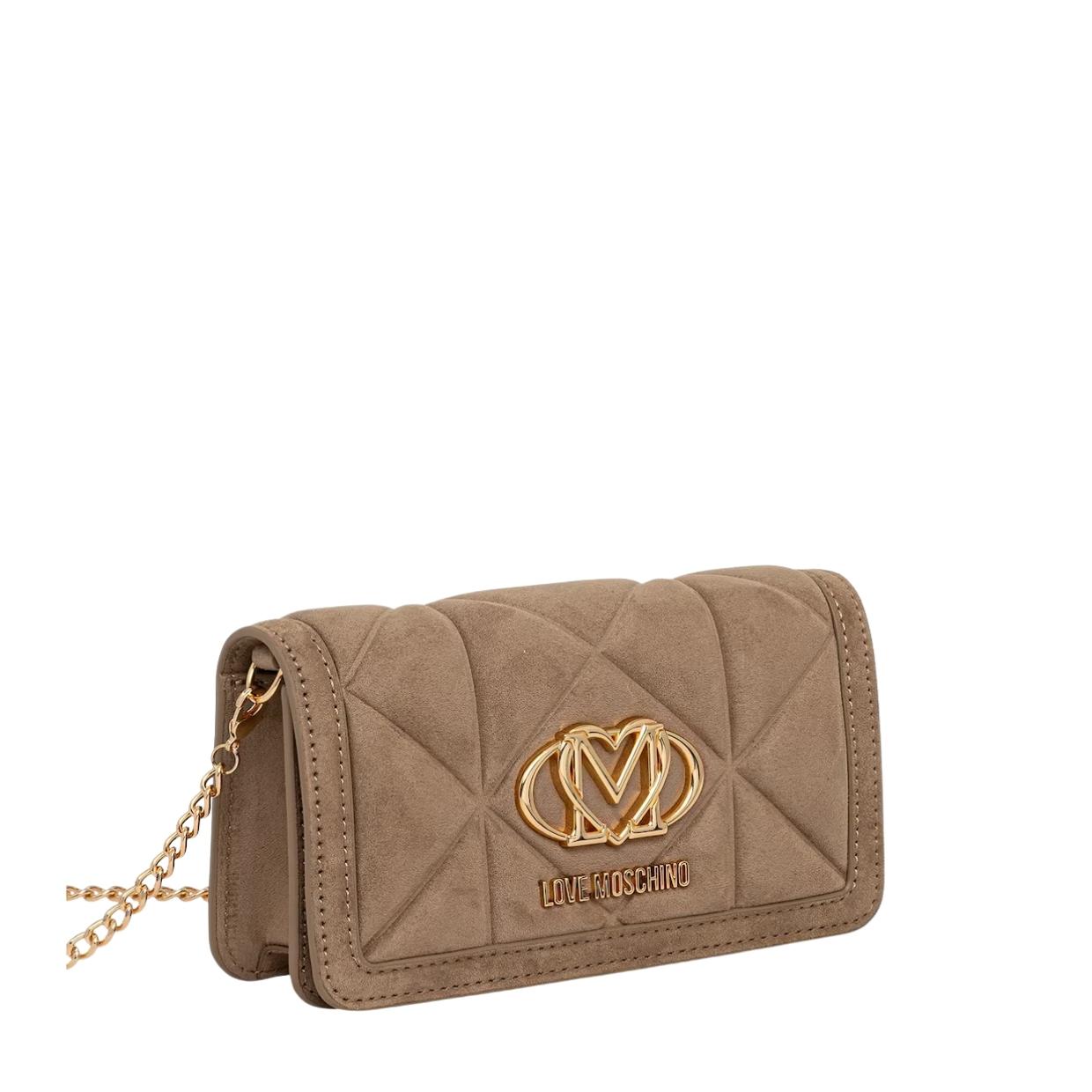 Love Moschino Embossed Quilted Chain Mini Wallet Soft Fabric Crossbody Bag