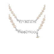 Vivienne Westwood Platinum Cream Pearl Amelia Necklace