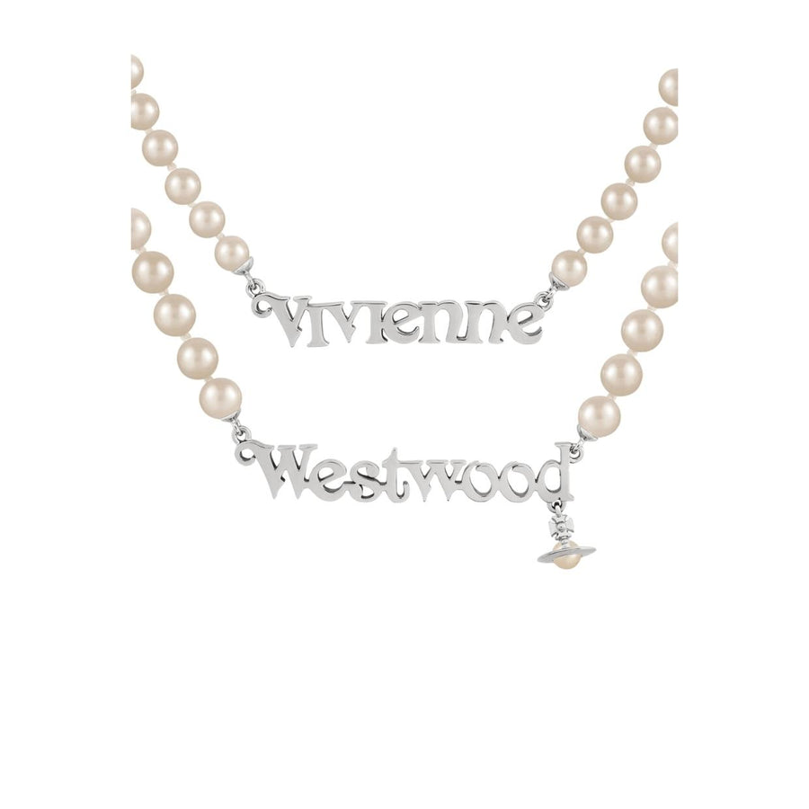 Vivienne Westwood Platinum Cream Pearl Amelia Necklace