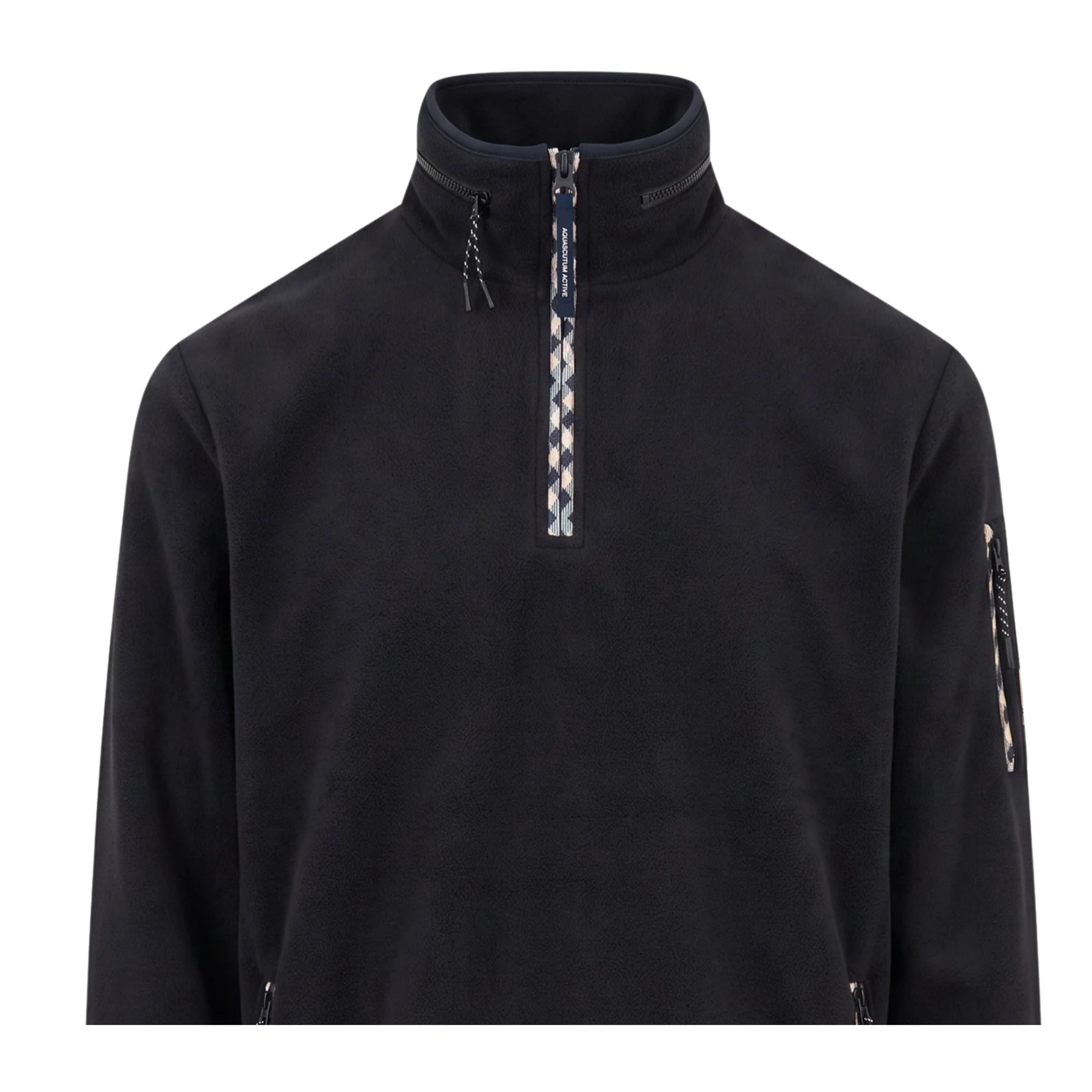Aquascutum Active Hidden Hood Polar Fleece Black Sweatshirt