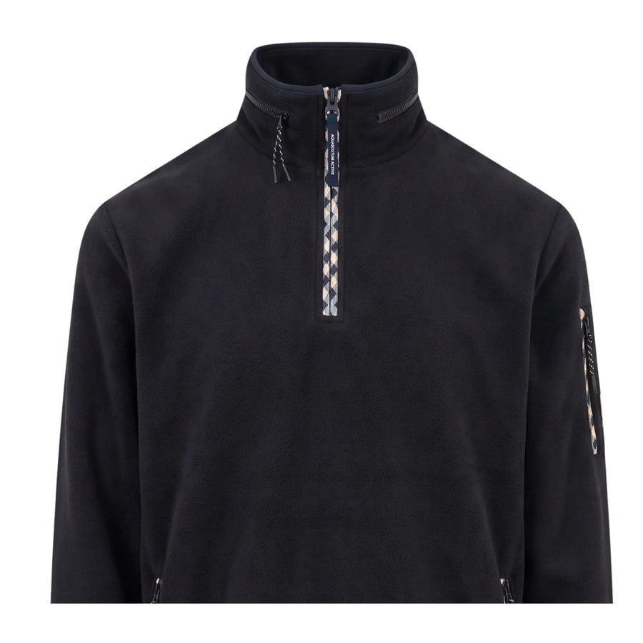Aquascutum Active Hidden Hood Polar Fleece Black Sweatshirt