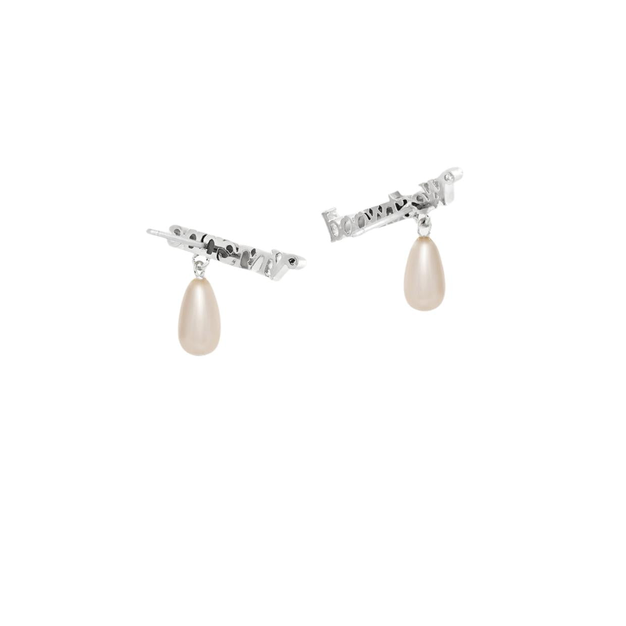 Vivienne Westwood Platinum Cream Pearl Amelia Earrings