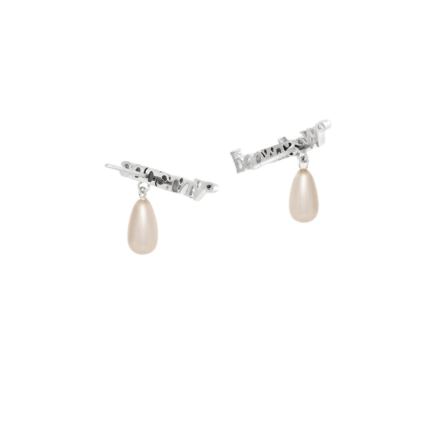 Vivienne Westwood Platinum Cream Pearl Amelia Earrings