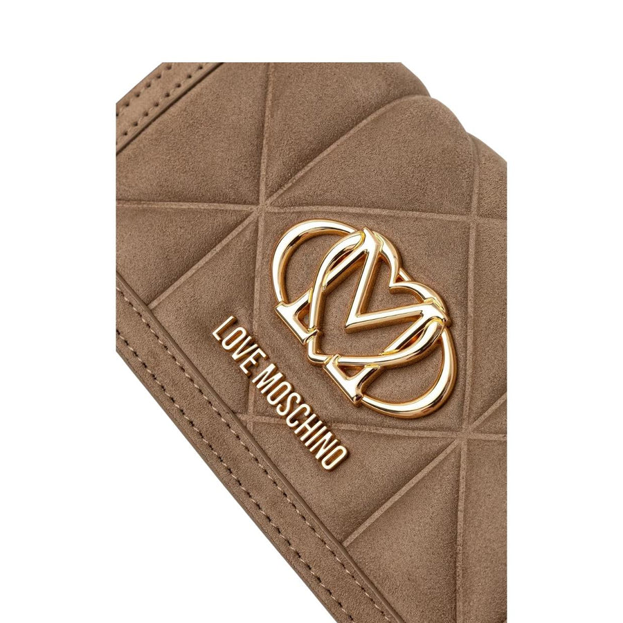 Love Moschino Embossed Quilted Chain Mini Wallet Soft Fabric Crossbody Bag