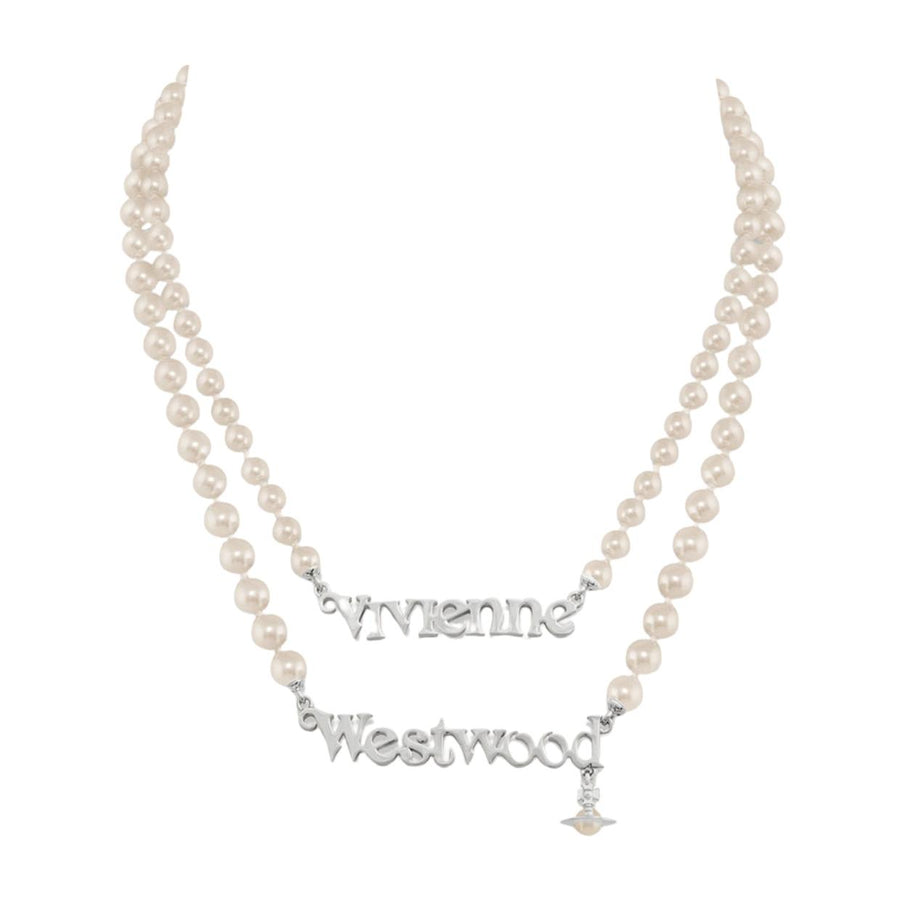 Vivienne Westwood Amelia Platinum Cream Pearl Necklace