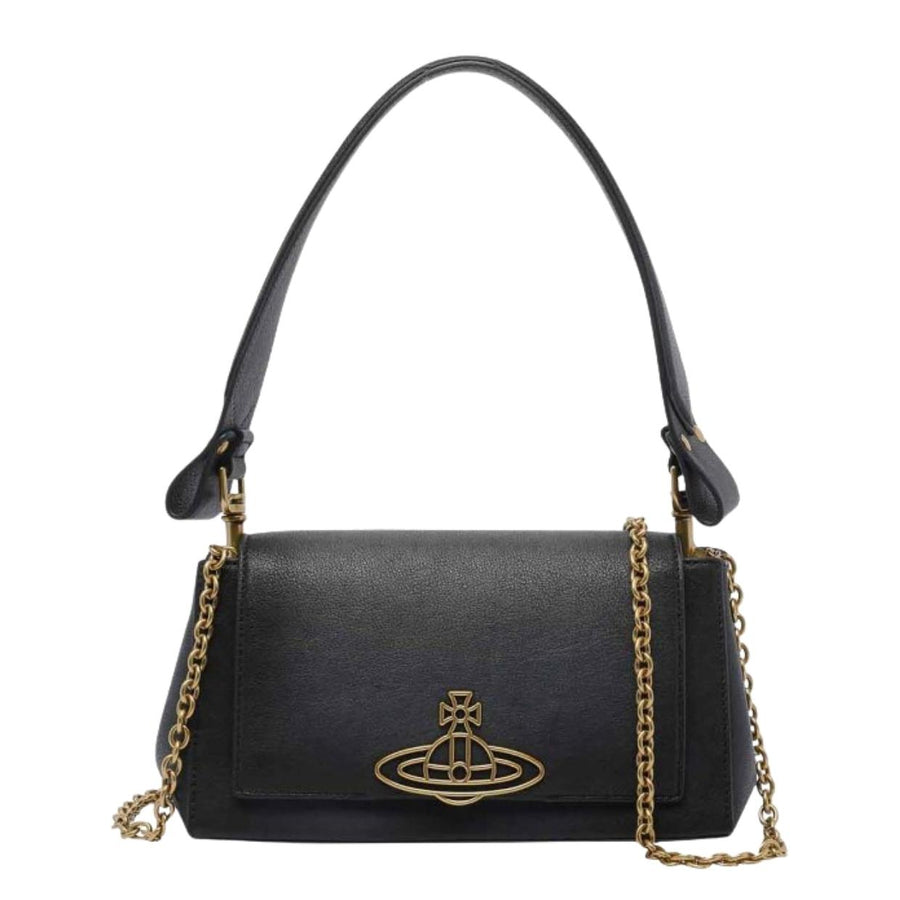 Vivienne Westwood Hazel Medium Washed/Oiled Leather Black Handbag