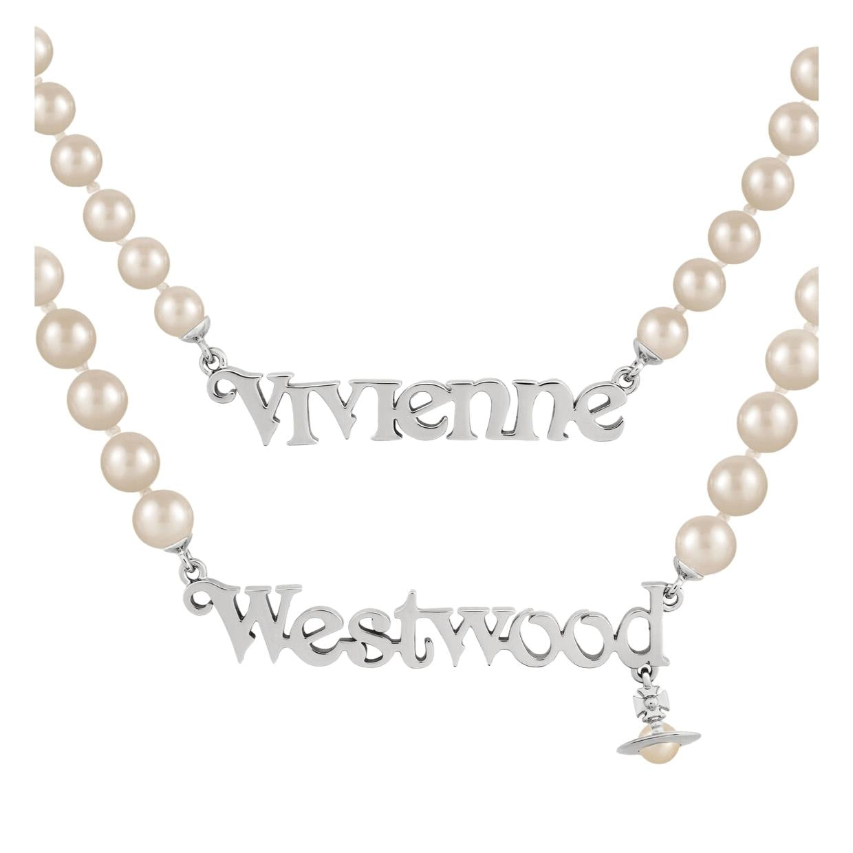 Vivienne Westwood Amelia Platinum Cream Pearl Necklace
