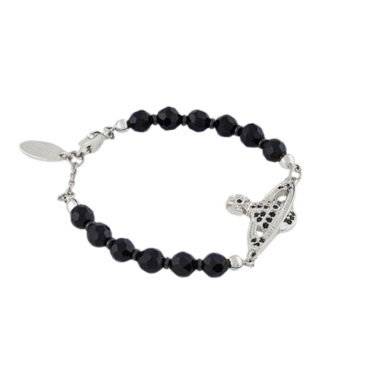 Vivienne Westwood Platinum Ruthenium Black Agate Messaline Bracelet