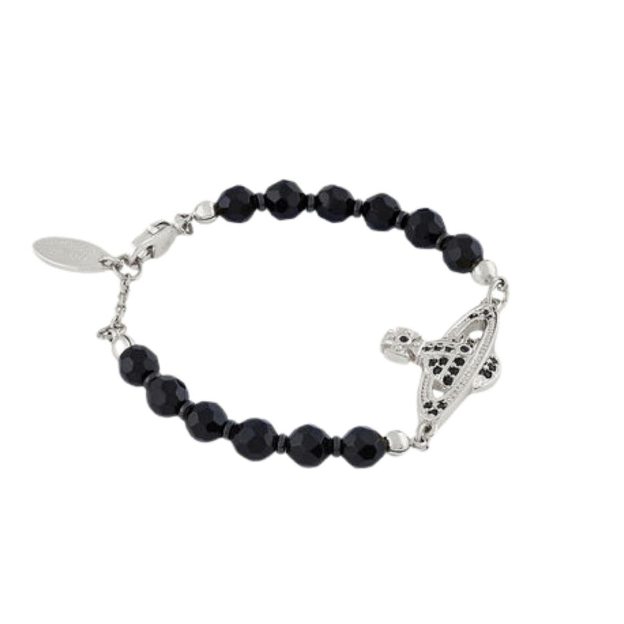 Vivienne Westwood Platinum Ruthenium Black Agate Messaline Bracelet