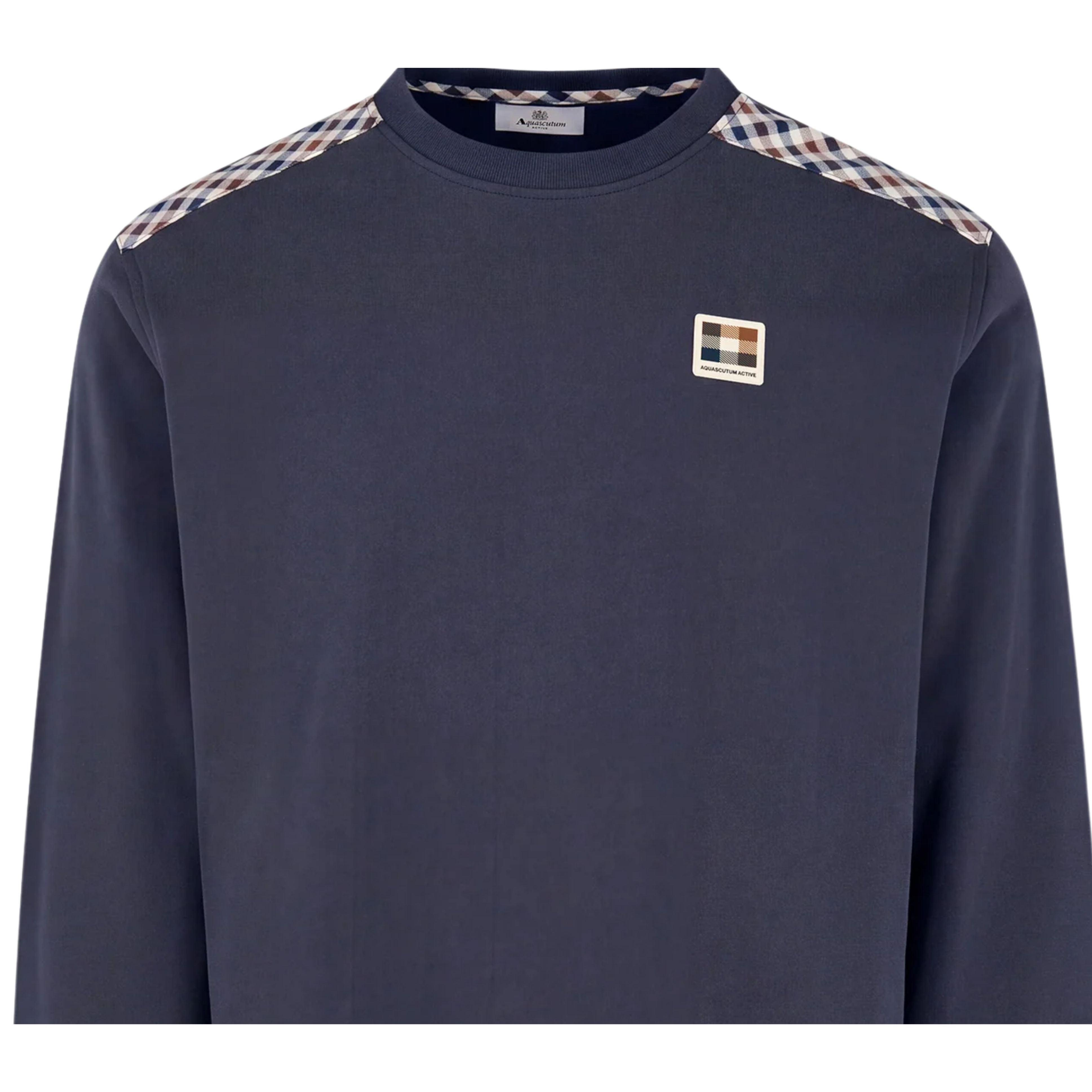 Aquascutum Active Check Shoulder Fleece Navy Sweatshirt