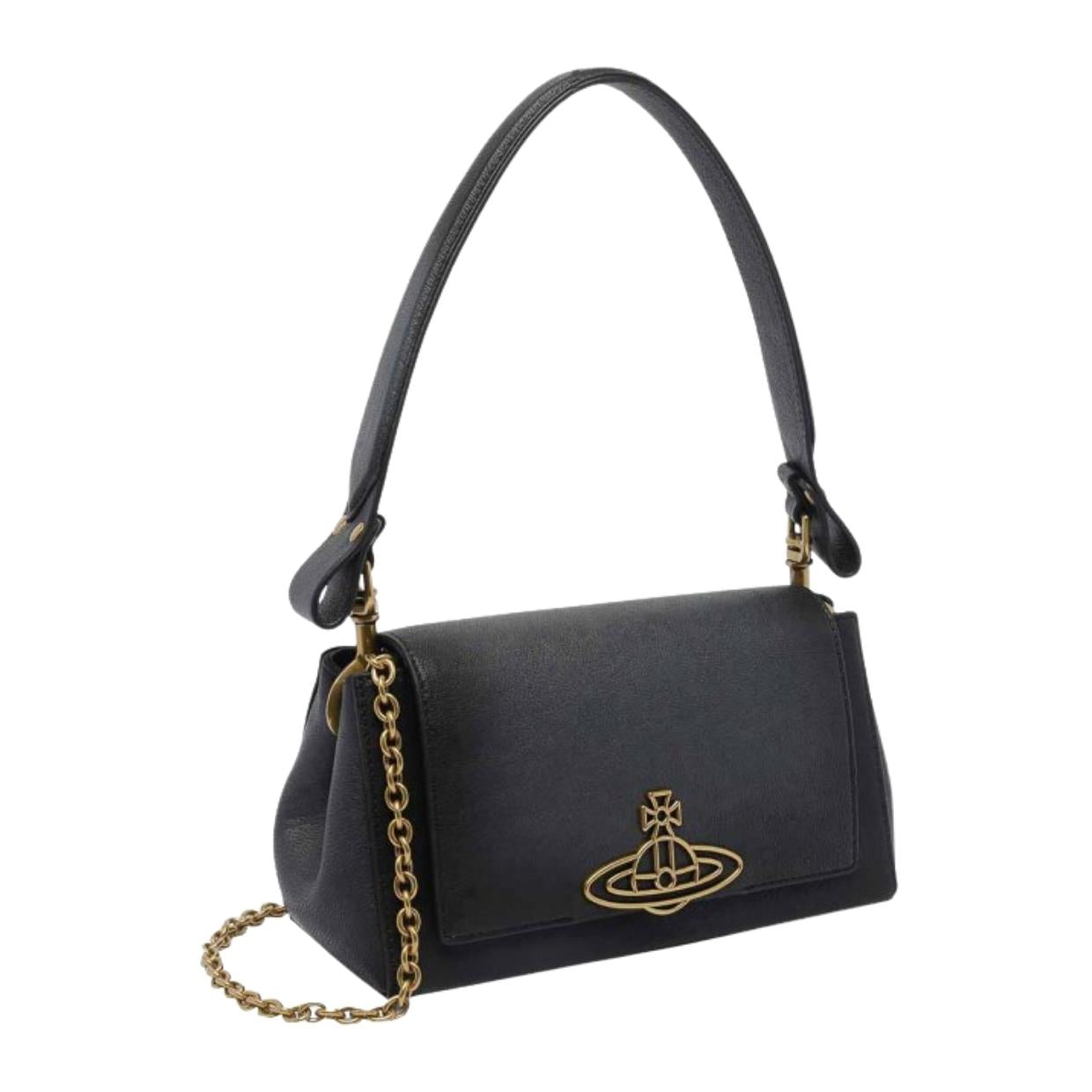 Vivienne Westwood Hazel Medium Washed/Oiled Leather Black Handbag