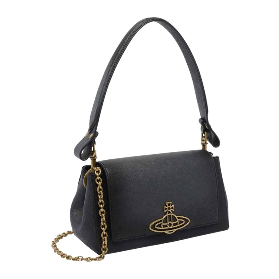 Vivienne Westwood Hazel Medium Washed/Oiled Leather Black Handbag