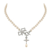 Vivienne Westwood Rigoberta Pearl Platinum Crystal Velvet Necklace