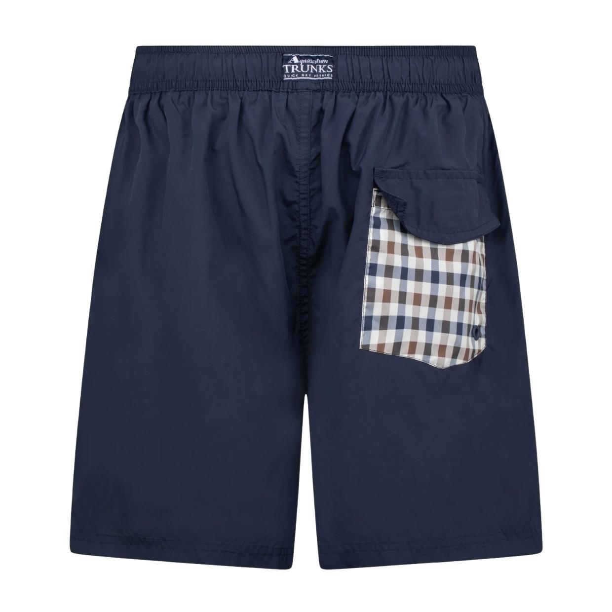 Aquascutum Active Club Check Pocket Navy Beach Shorts