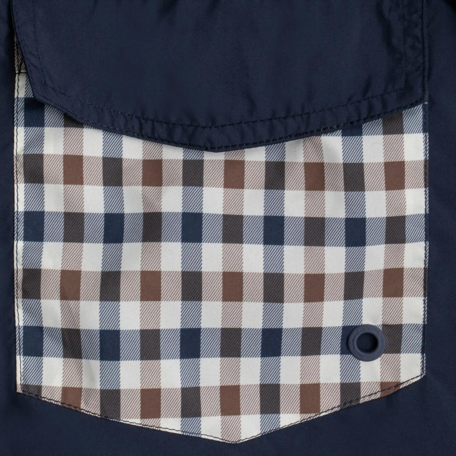 Aquascutum Active Club Check Pocket Navy Beach Shorts