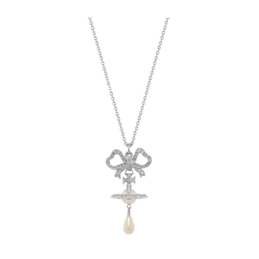 Vivienne Westwood Rigoberta Pearl Platinum Crystal Velvet Pendant