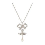 Vivienne Westwood Rigoberta Pearl Platinum Crystal Velvet Pendant