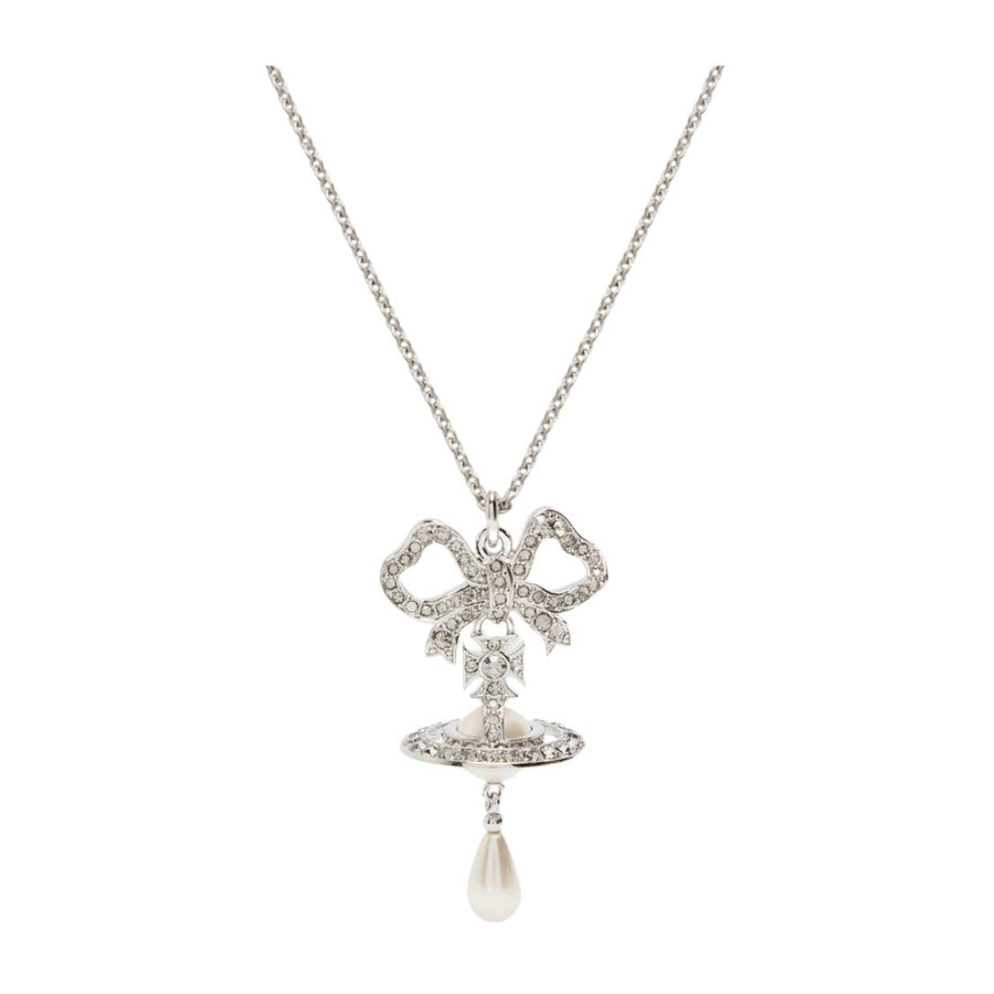 Vivienne Westwood Rigoberta Pearl Platinum Crystal Velvet Pendant