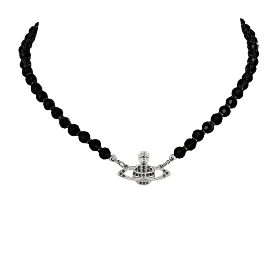 Vivienne Westwood Platinum Ruthenium Black Agate Messaline Choker