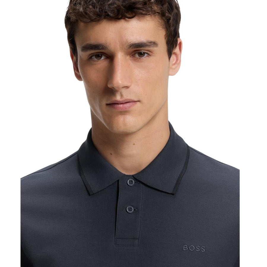 BOSS Phoenix Cotton Pique Regular Fit Dark Blue Polo Shirt