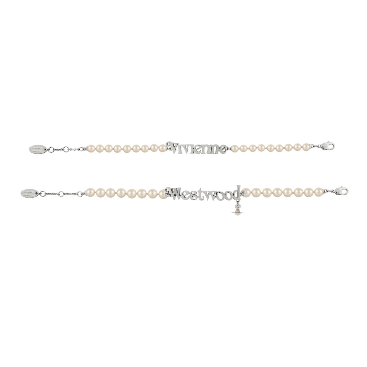 Vivienne Westwood Amelia Platinum Cream Pearl Bracelet