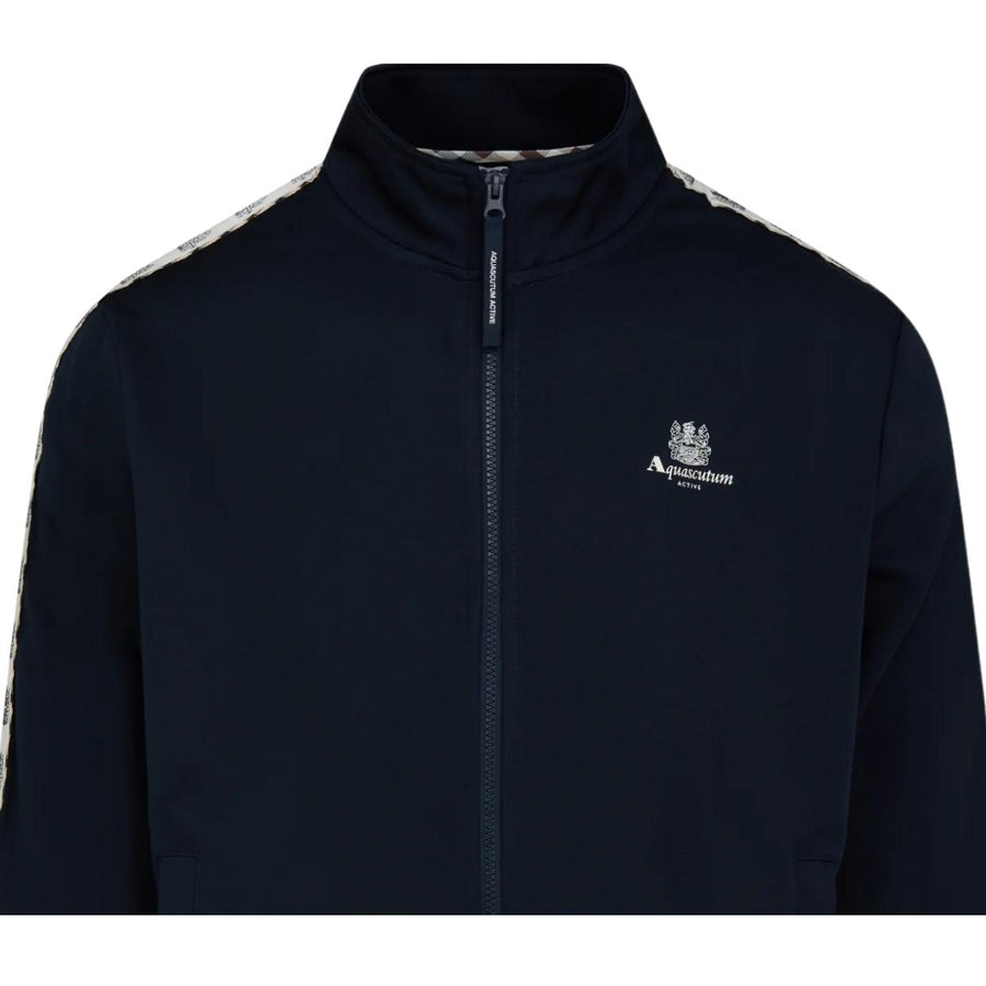 Aquascutum Active Crest Tape Navy Full Zip Sweatshirts