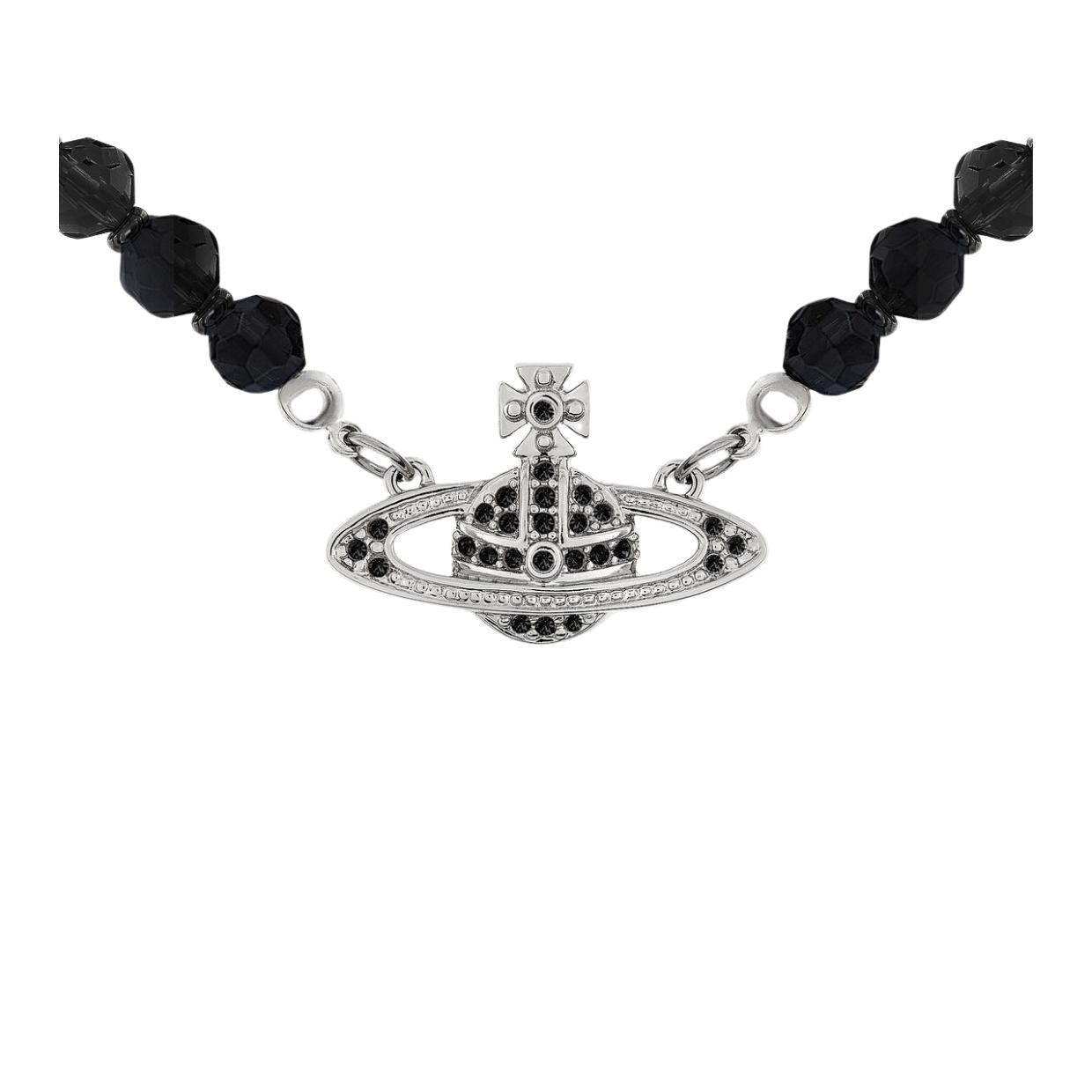Vivienne Westwood Platinum Ruthenium Black Agate Messaline Choker