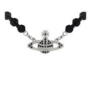 Vivienne Westwood Platinum Ruthenium Black Agate Messaline Choker