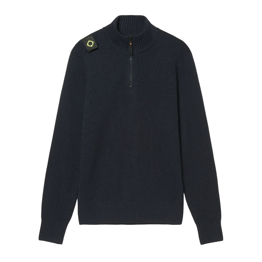 MA.STRUM Sarl Half Zip Ink Navy Knit Sweatshirt