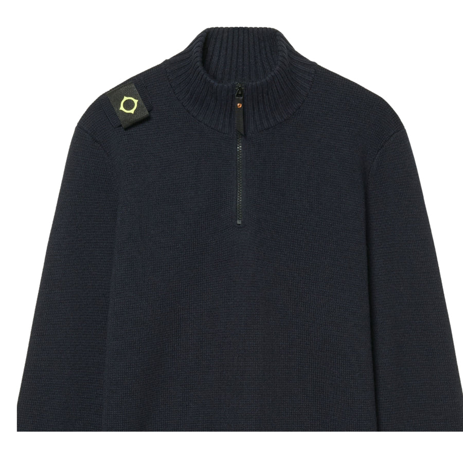 MA.STRUM Sarl Half Zip Ink Navy Knit Sweatshirt