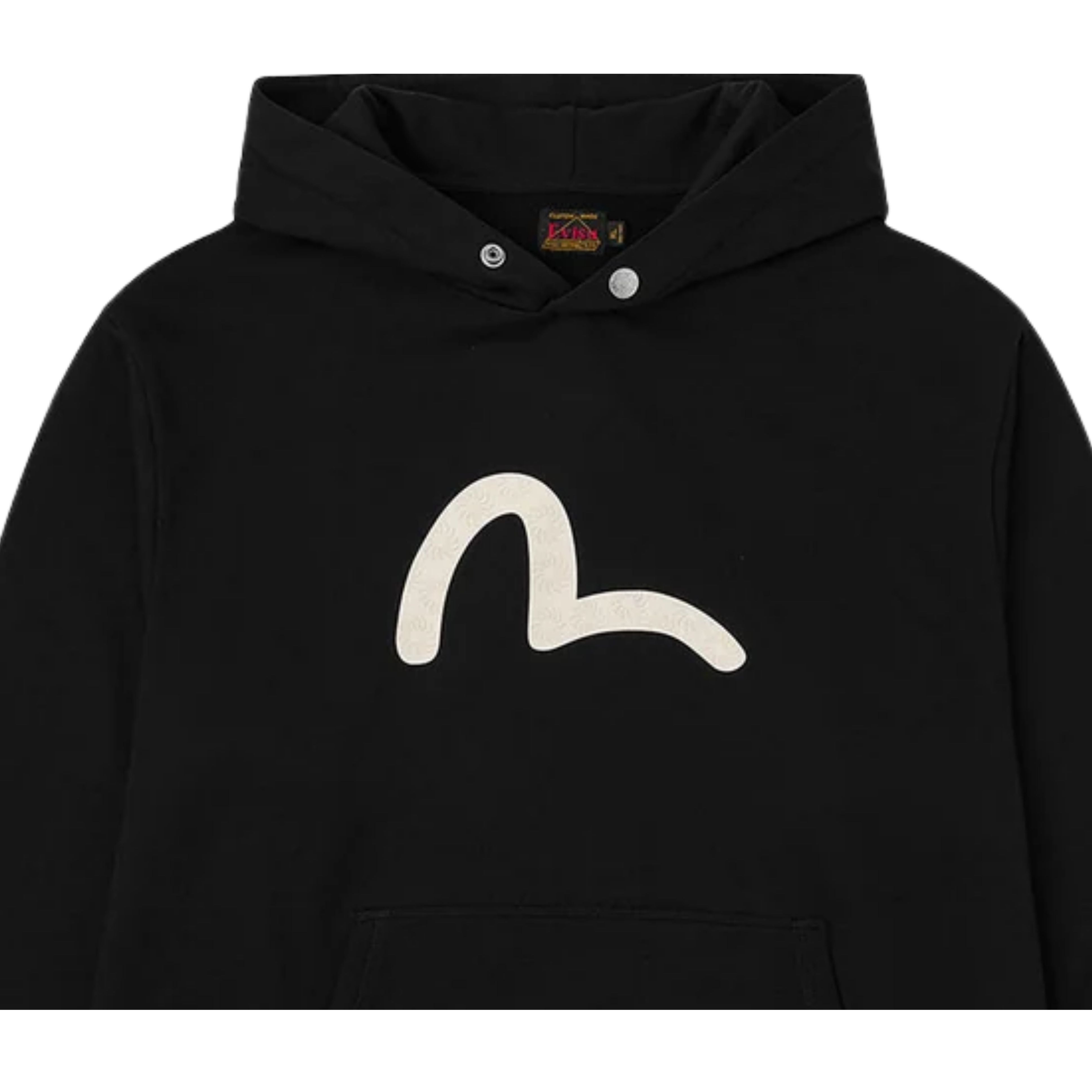 EVISU Relaxed Fit Seagull Print Black Hoodie