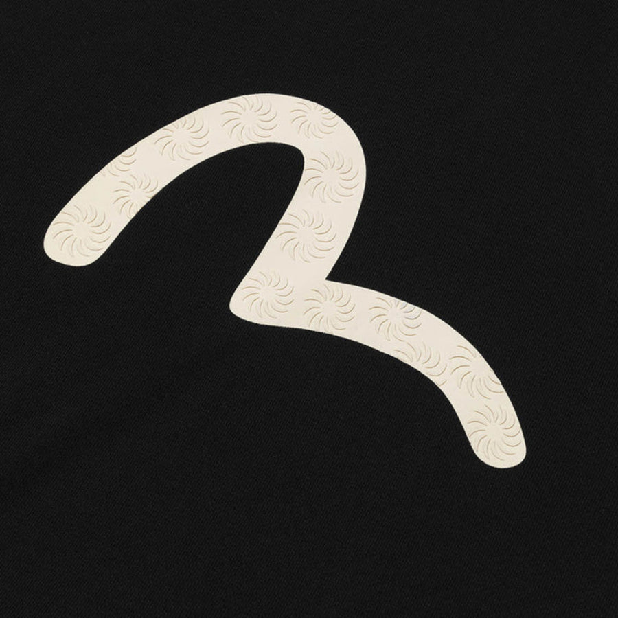 EVISU Relaxed Fit Seagull Print Black Hoodie