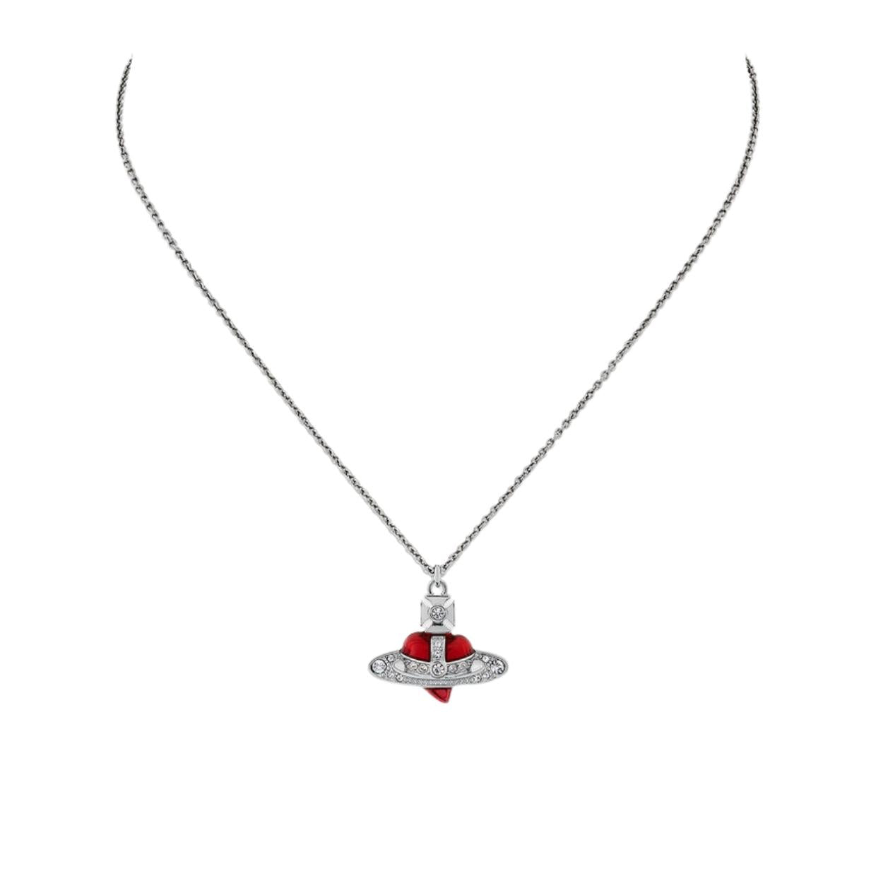 Vivienne Westwood Platinum New Diamante Heart Pendent Necklace
