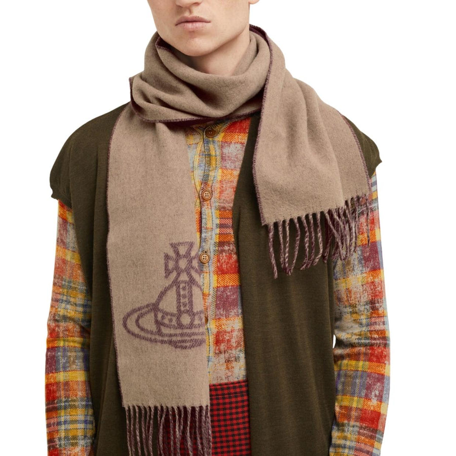 Vivienne Westwood Single Orb Double Camel Scarf